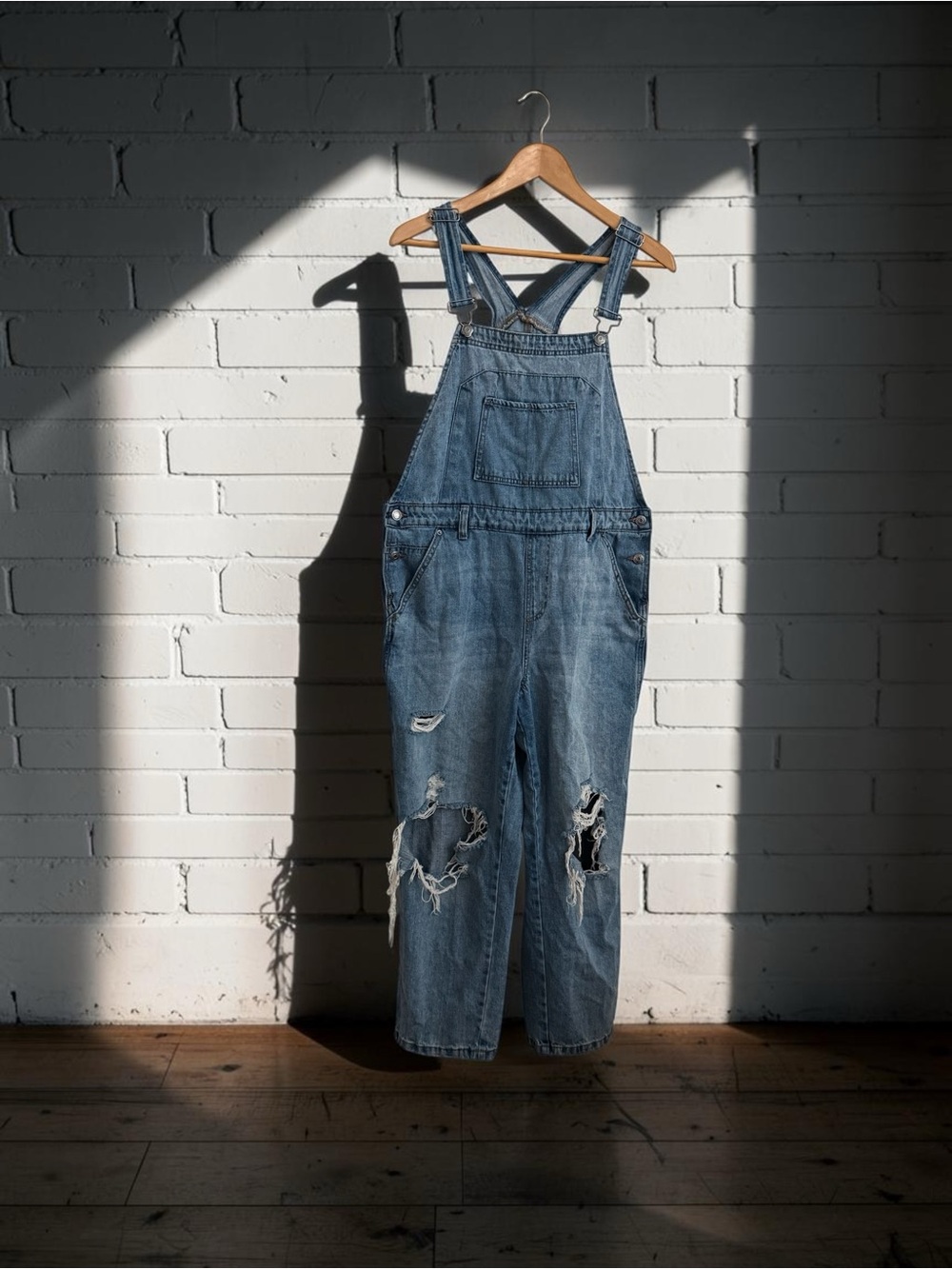 wild fable Distressed Blue Denim Overalls - Picture 2 of 8